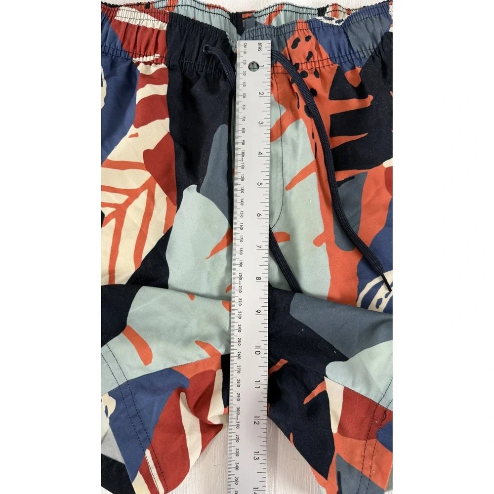 DRESSMANN Pattern Geo SWIM Trunks Men's Size S Shorts Navy Orange Sport Volley